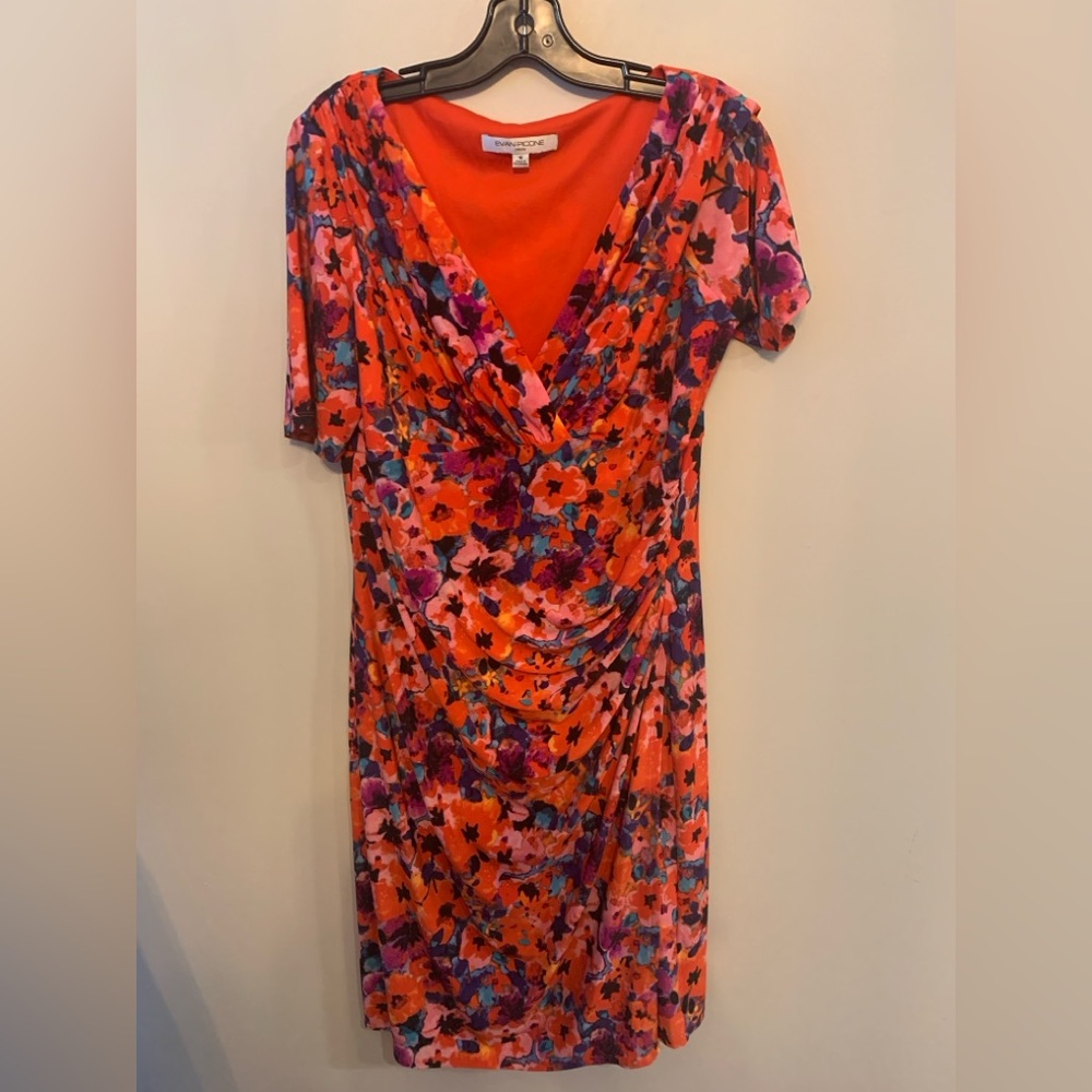 EVAN-PICONE Foral Midi  Sheath Dress - Red and Purple